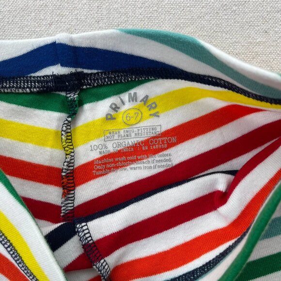 Primary Organic Short-Sleeve PJ Top & Shorts, Rainbow & Ivory, Size 6-7, VGUC - Picture 8 of 8